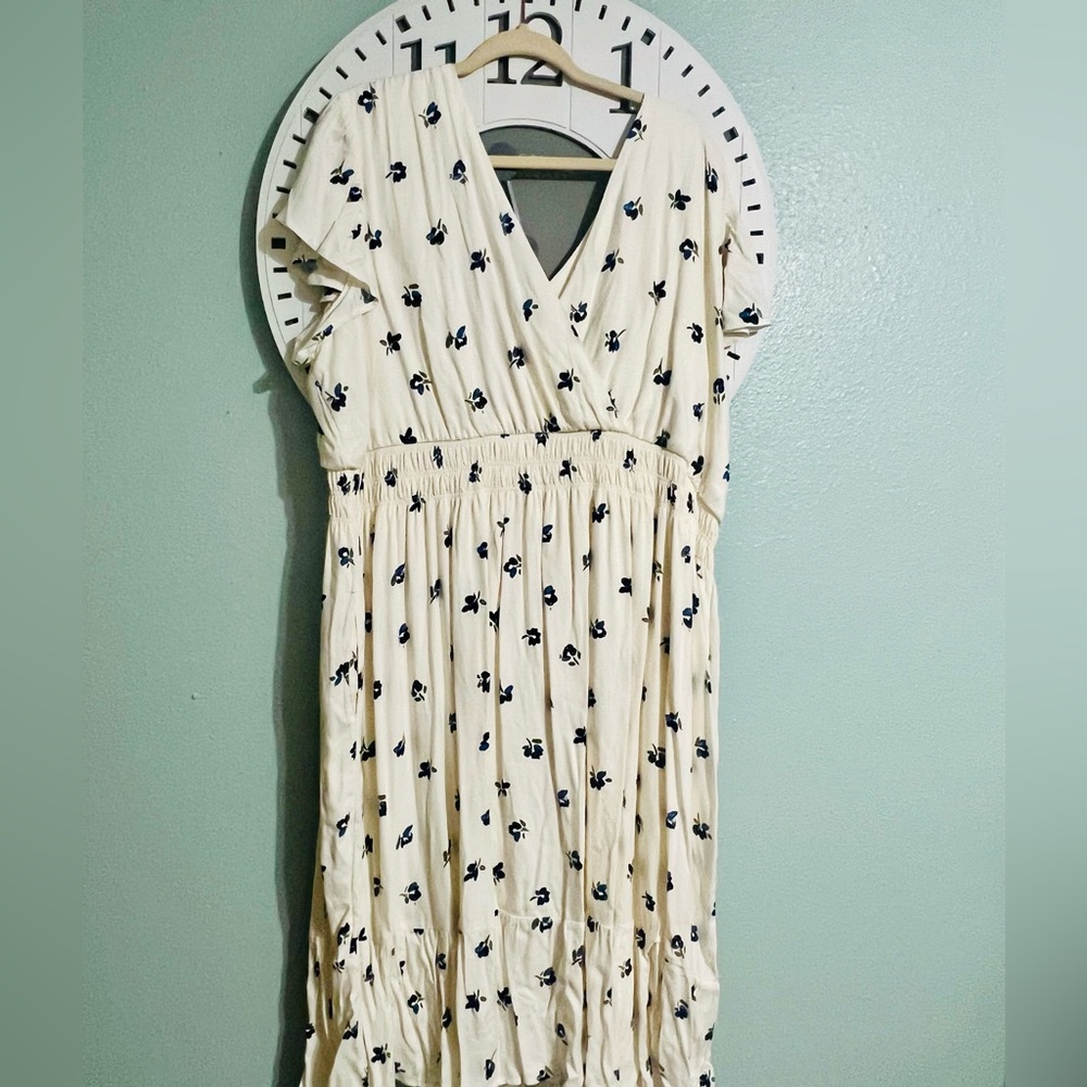 Maurices Cream and Black Floral Midi Dress